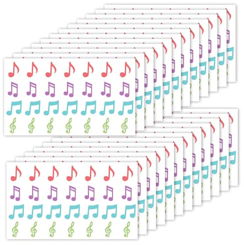 672pcs Musical Note Stickers, 4 Designs Waterproof Music Notes Stickers Self-Adhesive Music Symbols Decal Perfect Decoration Envelope Notebook Greeting Card(Colorful)