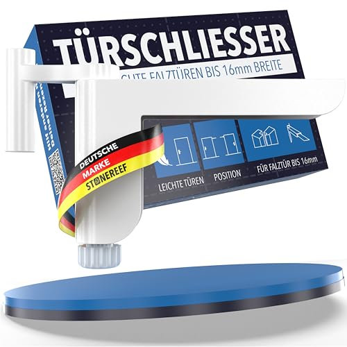 Türschließer für Zimmertüren [für Türen bis 16 mm Falzstärke] ohne Bohren montierbar, variabel einstellbare Schließkraft – für Links- u. Rechtsanschlagtüren – Türdämpfer