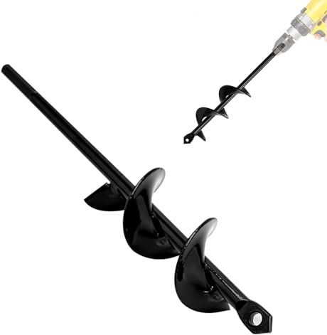 Sinirttou Broca Espiral de Jardín, Broca de Barrena de Tierra, Broca de Taladro Espiral,Broca Perforadora para Plantación de Bulbos y Excavación de Agujeros(4 x 22 cm)