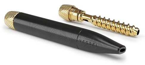 Vessel One Hitter Helix av mässing – 0,2–0,3 g, dubbel helix för optimalt filter, kylning – torra örter, rökning vape, ren visselpipa, tobaksvaror (svart)