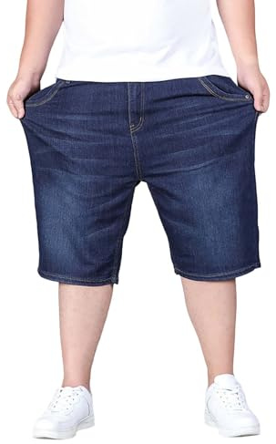 Pantalones cortos vaqueros para hombre, talla grande, pantalones cortos para hombre, elásticos, ligeros, de verano, monocolor, pantalones casuales, pantalones cortos sueltos, bermudas, pantalones