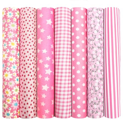 Aucuu 7er Set Baumwollstoff Paket, 50 x 50cm Stoffe zum Nähen, Patchwork Stoffe, Patchwork zum Quilten, Stücke Paket zum Quilten, DIY Basteln Handwerken, Puppenkleidung