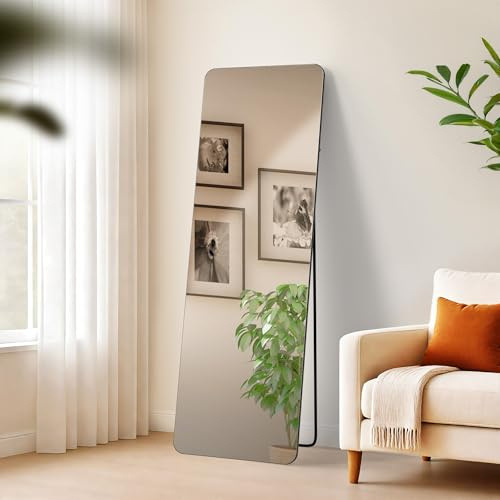 CLP Espejo Grande Gurnee, Espejo de pie y Espejo de Pared en uno, Espejo de Cuerpo Entero Marco metálico en Varios tamaños y Colores, Color:Negro/Mate, Tamaño:150x50 cm