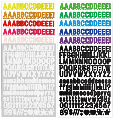 BINLINHONGO 1872 Multicolor Small Alphabet Number Stickers, 12 Sheets 0.5 Inch Self-Adhesive Vinyl Letter Sticker Decals for Scrapbook, Signs, Holiday Parties, Water Bottles, Crafts