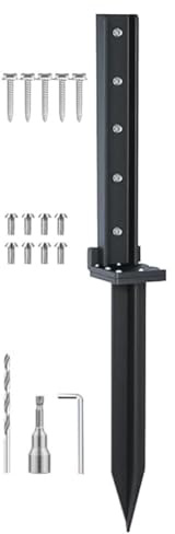 Lawnoval Kit de reparación de postes de valla resistente con tornillos de acero inoxidable, anclaje de diseño cruzado para buzones, enrejado, viñedo y señalización, color negro, 80,8 x 39,9 cm