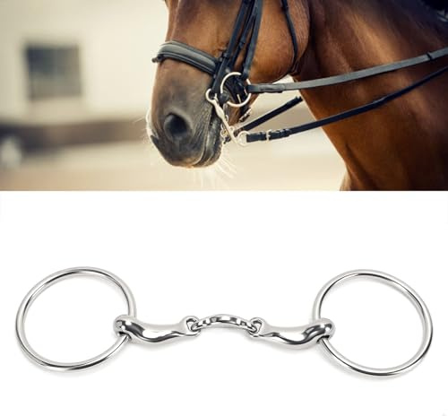 Haofy Mors de Filet en Acier Inoxydable en Forme de O, 115mm, pour Compétition D'entraînement de Chevaux, Cavaliers équestres Adultes, Ajustement Confortable, Contrôle Durable
