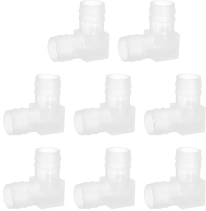 QUARKZMAN 7Pcs Raccord en Coude À 90 Degrés pour Tuyau avec Barbe L, Raccord en Plastique pour Tuyau De 4/5 OD, Raccord De Jonction D'Adaptateur pour Tube De De Et d'eau, Transparent