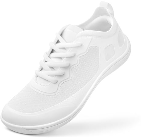 PIZZ ANNU Luna Womens Barefoot Shoes Wide Toe Box Zero Drop Lightweight Everyday Casual Walking Sneakers with Removable Memory Foam Insole White Size 9 Wide