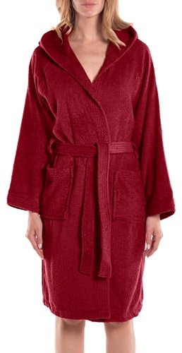Caleffi Minorca Accappatoio con Cappuccio, Cotone, Bordeaux, L, 75835