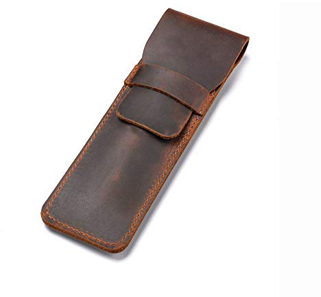 Daimay Leder Stiftehalter Handgemachte Brunnen Multi Pens Beutel Crazy Horse Leather Pen Schutzhülle - Braun