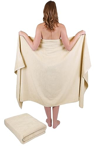 Betz 2 Unidades de Toallas de baño XXL 100cmx200cm Dresden Juego de Toallas de Sauna 100% algodón Color Beige Arena - 1901050