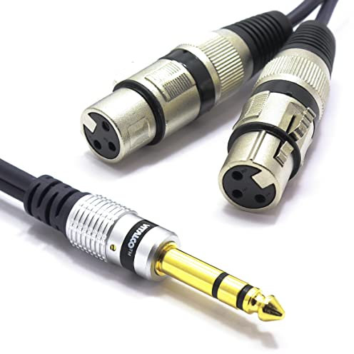 VITALCO 2x XLR Female to Stereo Jack Cable, Microphone Cable, 3-Pin Female to 6.3 mm TRS Jack Adaptor, 3 m