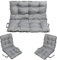 SuperKissen24. Sitzkissen Bankkissen Bankauflage - 100x50 cm und Rückenlehne 100x60 cm mit 2er 48x96 cm Stuhlkissen Set - Outdoor und Indoor - Grau