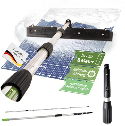 Axis Line Schneeschieber PV Anlage Set - Teleskopstange Schnee Photovoltaik, Schneeschieber & GripProtector, Profi-Qualität bis 8 m Reichweite