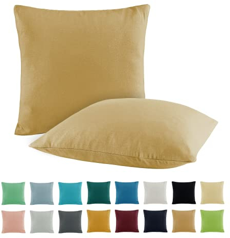 SHC by BaSaTex 2er Pack Jersey Kissenbezüge Kissenhüllen | Kopfkissenbezug aus 100% Baumwolle | 50x50 cm Dekokissen Bezug | Farbe Sand Beige