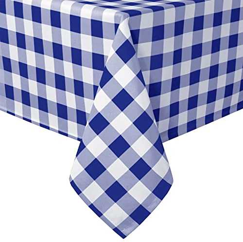 Hiasan Karierte Tischdecke Outdoor wetterfest aus Polyester, abwaschbar schmutzabweisend wasserabweisend knitterfrei Tischtuch für bierzeltgarnitur Esszimmer Party Garten, 140x200cm Blau und Weiß
