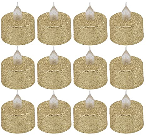 LED Candle Light, Flameless 12st Miljövänligt Värmeljus Naturtrogen Till Jul Till Fest (Guld)