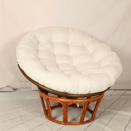 Hovoto Papasansessel Kissen, Papasan Sitzkissen für Hängesessel, Rund Papasan Sessel, Bequem Weich Sitzkissen, Hängesessel Kissen für Korbsessel, Garten Stuhlauflag, Beige, 120 * 120cm