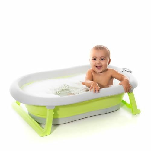 InnovaGoods® Bañera plegable bebé con asiento bañera bebe Evolutiva Ergonómico, bañera plegable 2 niveles de altura, Capacidad 38 Litros, Fácil de plegar y desplegar, Incluye Termómetro Digital.