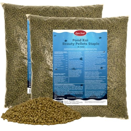 Lyra Pond® 2 x 10 L (7,36 kg) Koi Beauty Pellets Staple Poissons Bassin | Intensifie les couleurs des poissons | Riche en protéines, farine d’insectes & spiruline | Faible énergie