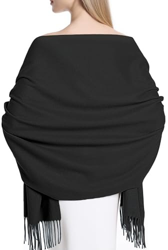Sofier Pashmina Shawl Wraps for Women Formal Evening Dress Blanket Scarves Fashion Wedding Bridesmaid Gifts Cashmere Feel Black