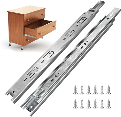 FCOUMY guias correderas para cajones 4 pares (8 piezas), 35,6 cm Guías para cajones, extensión completa con guías con rodamiento de bolas