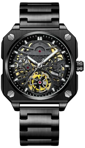 DAXIAOYU trendig urholkad fyrkantig herrklocka skelett tourbillon helautomatisk mekanisk armbandsur transparent vattentät lysande klockor