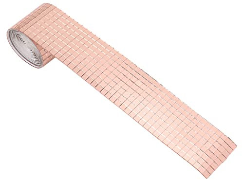 1600pcs espejo auto adhesivo mosaico mosaico baldosa pegatina decoración feliz para el hogar para baño (Oro rosa)