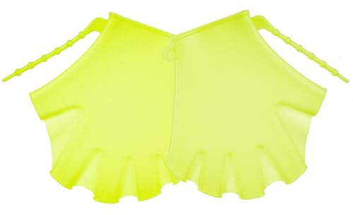 ULTECHNOVO Guantes de Natación Silicona Fluorescente Verde Palas de Natación Ajustables para Entrenamiento Infantil y Deportes Acuáticos Manoplas Auxiliares de Buceo Cómodas y Flexibles