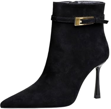 Générique Femmes Aiguille Haut High Talon Heel Fermé 9CM Pointu Bout Bottines Fermeture éclair latérale Party Classique Bottes-Numeric_38