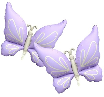 2 palloncini giganti sfumati a forma di farfalla in lamina di Mylar viola, decorazioni di compleanno per festa di compleanno a tema farfalle, forniture per matrimoni