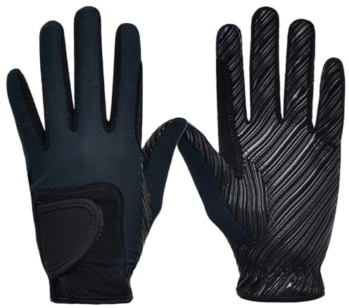 Kronabelle Ridhandskar, heltäckande fingrar ridhandskar för flickor som rider sport, andas i nylon, halkfri handflata, justerbar stängning för säker passform
