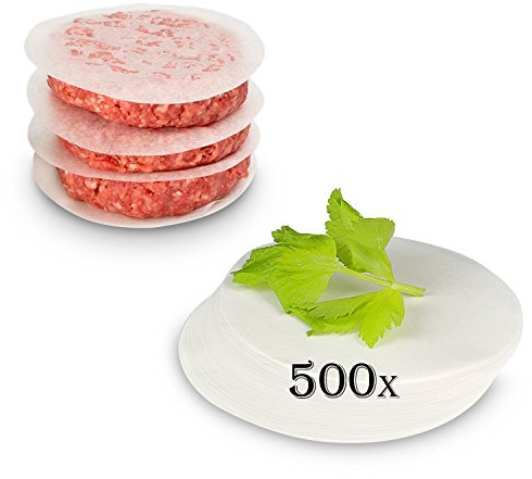 Belmalia ► 500 Feuilles ◄ de Papier Sulfurisé, Papier Cuisson Rond pour Parfaits Burgers, Hamburgers, Cheeseburgers, Fricadelles, Boulettes, Poêle, Barbecue, Anti-adhérent, Sulfurisé, 11cm