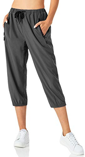 Butrends Pantalon de Jogging léger pour Femme Pantalon de Longueur 3/4 à séchage Rapide Pantalon de survêtement Court Pantalon de randonnée décontracté avec Poches à glissière Pantacourt Femme été