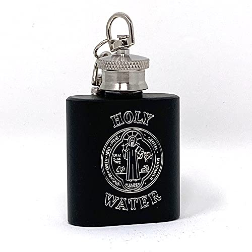 Holy Water Bottle Stainless St Benedict - BLACK