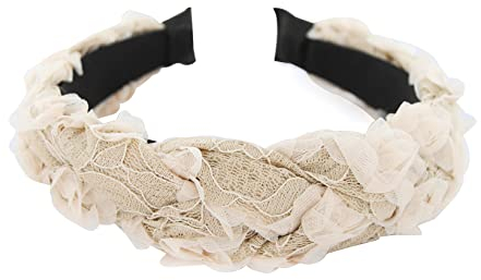 axy Haarreif mit Blumenkranz Look Wunderschön Vintage Look zur Hochzeit Stirnband Haarschmuck Damen Haarreifen HRBLU1 (Beige)