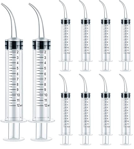 Plastic Syringe for Scientific Labs 10 Pack Measuring Syringe Tools Dispensing Multiple Uses (12 ml, 1)