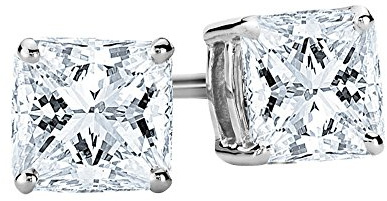1.0 Carat 14K White Gold IGI Certified LAB GROWN Princess Cut Diamond Stud Earrings for Women 4 Prong Screw Back (E-F Color, VS2-SI1 Clarity)