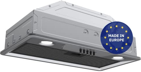 Wiggo Cooker Hood 60 cm I Chimney Hood for Wall Mounting for Exhaust or Recirculation Air Extractor 300 m³/h with LED Lighting I Built-in Cooker Including Grease Filter and 2 x Carbon Filters Grey