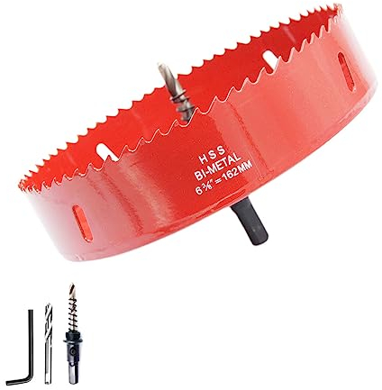 Lochsäge 162mm, LAIWEI Lochmesser, Kreismesser zum Bohren von Löchern in Holz, dünne Bleche, Aluprofile, Gipskarton, PVC etc.(162)