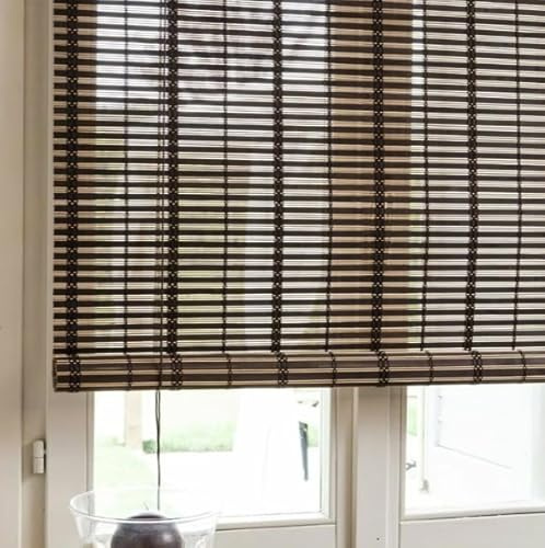 Tapparella Avvolgibile in bamboo a rullo | In listelli di bambù | Tenda da sole oscurante | 100x160-120X250-150x300-200X300 cm (150x300 cm, Marrone Scuro)