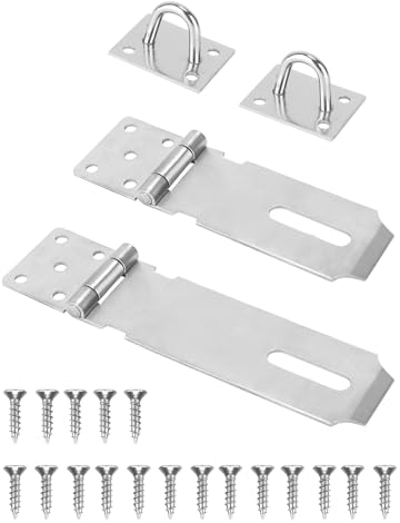 2 Stücke Vorhängeschloss Haspe 4 Zoll, 5 Zoll 304 Edelstahl Schlossriegel Überfalle Schloss, Sicherheitsüberfalle mit Schrauben, Edelstahl Türschloss Hasp für Tür Fenster Schrank(Silber)
