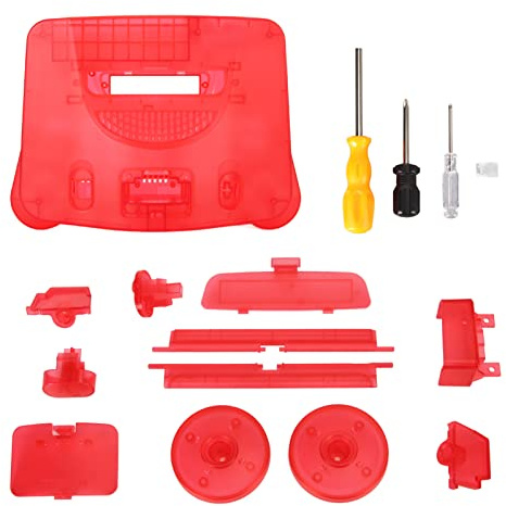 Game Console Replacement Case Retro ABS Sturdy Professional Replacement Shell for N64 (Transparentes Rot)