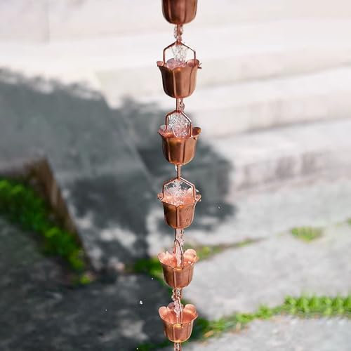 YANBI Regenrinnenkette Dekorativer Regenketten-Wasserfall, Verstellbare Regenkette, Gartendekoration, Blumenbecher, Regenführungsketten Aus Aluminium für Starken Regen/Leichten Regen (Size : 4m/13ft)