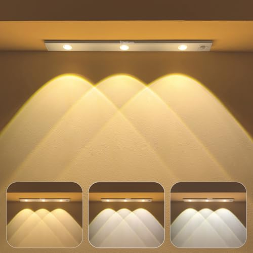 MERTTURM Luce Armadio 40cm, LED Sottopensile con Sensore di Movimento, Lampada Armadio con 3 Colori Chiari & Luminosità Regolabile, Barra LED Magnetica per Cucina, Corridoi (2800-6500K)
