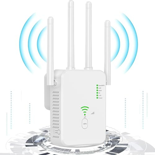 Yarniss 2024 Ny WiFi-repeater, kraftfull 1200 Mbps WiFi-repeater, 5 GHz och 2,4 GHz dubbelband trådlös wifi-förstärkare med WPS, WiFi Extender Gigabit port, kompatibel med alla routrar