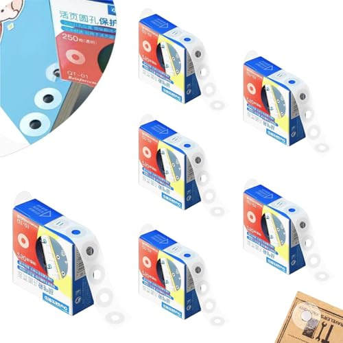 Loose-Leaf Paper Hole Reinforcement Ring Labels Stickers,1500 Pack Waterproof Hole Punch Reinforcers Clear Self Adhesive Ring Binder Hole Reinforcersfor Office School Home