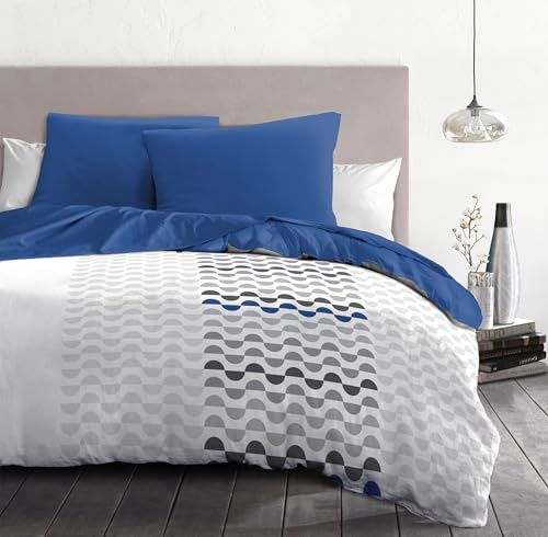 Home Linge Passion Juego de Edredón 240x260 Ambrosia Azul – Funda Impresa + Funda de Almohada – Suave, Ligera y fácil de cuidar – Diseños Modernos
