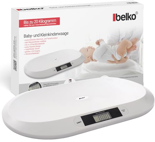 Belko® Digitale Babywaage – Flache Stillwaage bis 20 kg für Babys, Kinder & Tiere – Präzise Säuglingswaage & Tierwaage mit LCD-Display