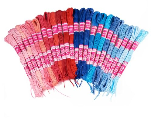 FASHEWELRY 24 nystan broderitråd 1 mm bomull korsstygnstrådar röd blå gradient garn sömnad tråd för armband stickning kläder gör-det-själv konst hantverk 24 färger